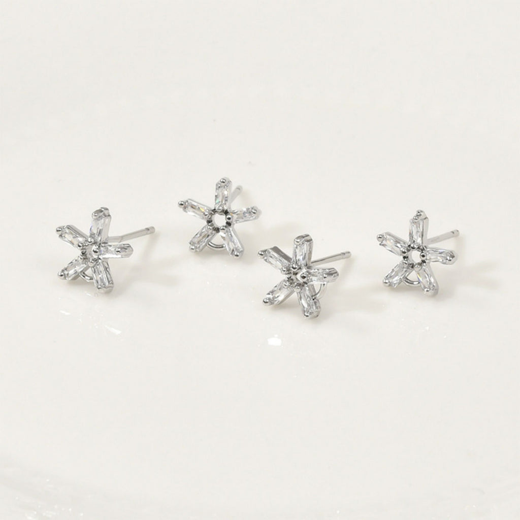 Star Pave Crystal Beads Earring Post, Gold/Silver, S925 Silver Pin Nickel Free Earrings, Hypoallergenic Earring Findings LL181