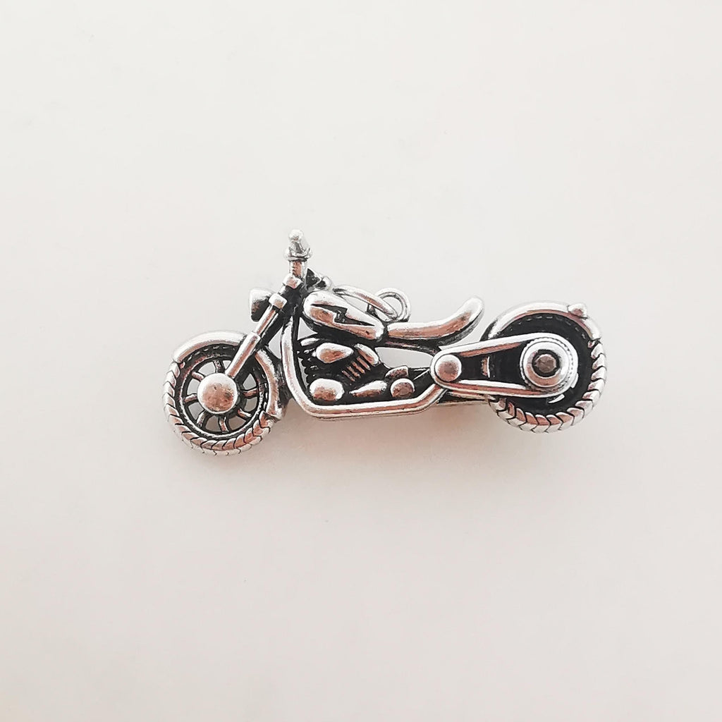 3D Motorcycle Charm, Gold/Silver/Black MotorCycle Pendant For Necklace Making, Biker Sport Jewelry Findings S20238