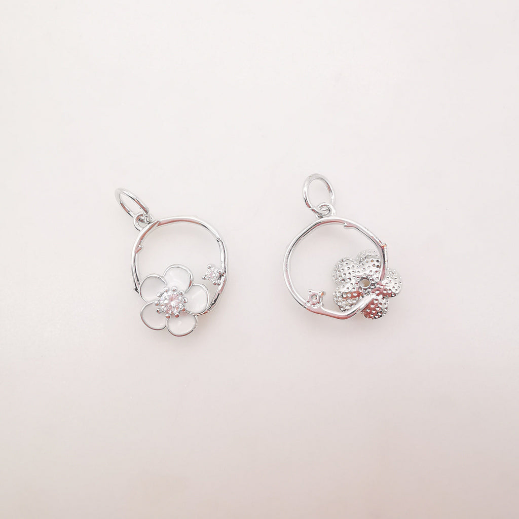 Dijes de corona de flores esmaltadas de 11 x 11 mm, colgante de corona con pavé de circonitas cúbicas bañado en oro de 18 quilates, dijes para collares y pendientes, accesorios de joyería S604