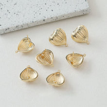 Load image into Gallery viewer, Gold Heart Earring Post, 14K Gold/Silver Nickel Free Earrings, S925 Silver Ear Pins, 20mm, Heart Shape Ear Stud with Loop BB035