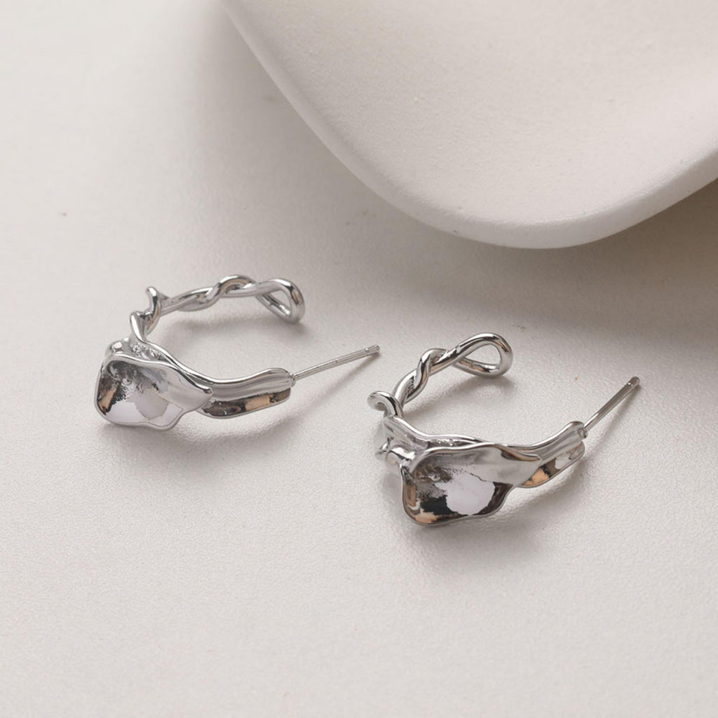 C-Shaped Trumpet Earrings With Loop, 14K Gold/Silver Plated, S925 Silver Ear Pin Nickel Free Earrings, Twist Wrap, Earring Findings GZ734