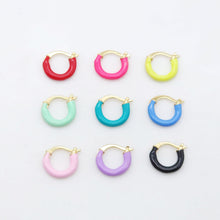 Load image into Gallery viewer, Multicolor Enamel Ear Hoops, 15mm, 9 colours you choose, 18K Gold Plated Leverback Earrings, Huggie Hoops Earring S20521
