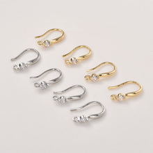 Load image into Gallery viewer, 14K Gold Plated Earring Hooks, Clear Cubic Pave, Nickel Free, Fish Hooks Earrings for Jewelry Making LL159-ZX7006