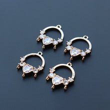 Load image into Gallery viewer, 10pcs CZ Pave Round Charm, Cubic Zircon Crystal Pendant, Bracelet Necklace Pendant, 14K Real Gold Plated, Jewelry Findings JY071-F114