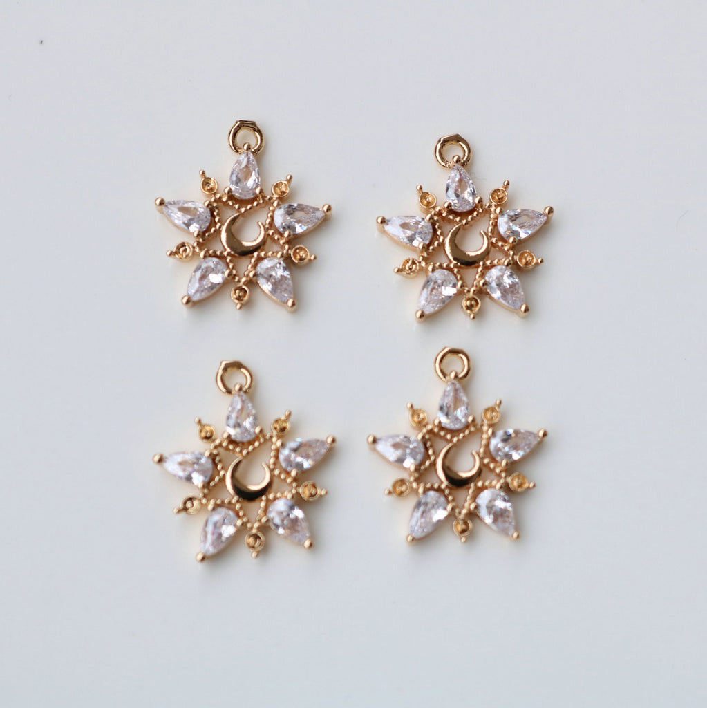 CZ Pave Star Charm, Cubic Zircon Crystal Pendant, CZ Earring Charms,  Real Gold Plated Brass Earring Charms, Jewelry Findings HL023-F216