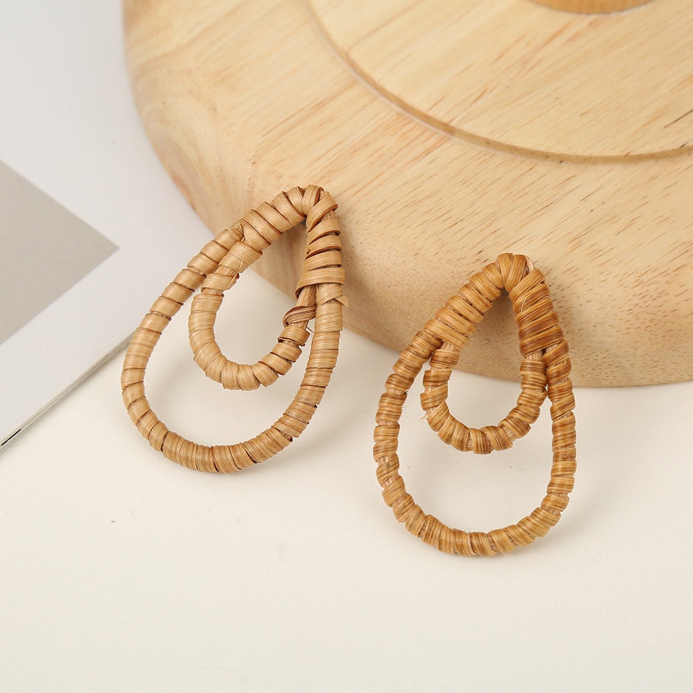 Rattan Weaving Earring Findings, Boho earring making, Hawaii Vacation Style Cute Earrings for girl ,Handmade Earring Finding BS013