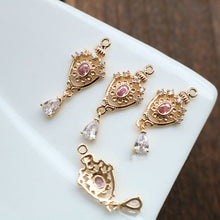 تحميل الصورة إلى عارض المعرض، 10 قطع - دلايات كريستال صغيرة على شكل دمعة، مطلية بالذهب عيار 14 قيراطًا، مقاس 6*16 مم، قطع مجوهرات HL061-F145