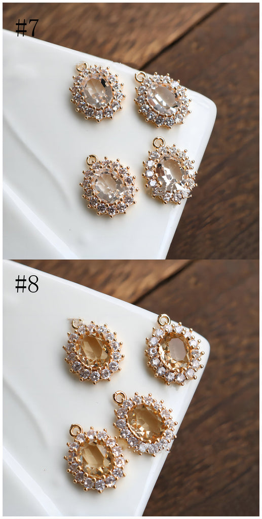 10pcs CZ charms, Cubic Zircon Crystal Pendant, Bracelet Necklace Pendant, 14K Real Gold Plated, Jewelry Findings HL119-F081