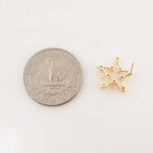 Load image into Gallery viewer, 4PCS Pentagram Star Ear Post with Loops, S925 Silver Ear Pin, Nickel Free, CZ Pave, 15mm, 18K Gold Plated Stud Earring Finding ZX032