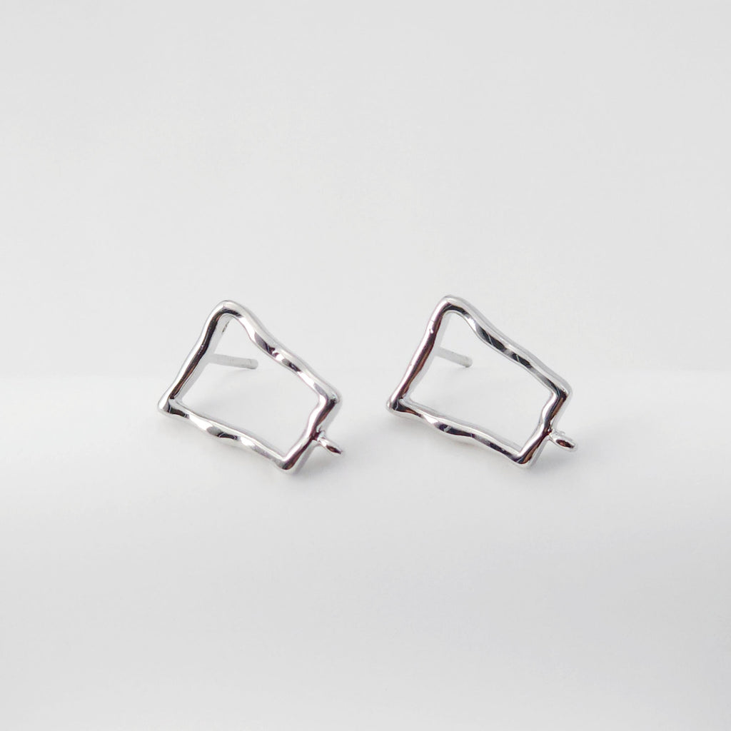 18K Gold Irregular Quad Earring Post With Loop, S925 Silver Pin, Stud Earring Nickel Free, 14*10mm, Hypoallergenic Earring Findings D0230