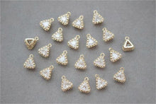 Load image into Gallery viewer, Heart Charms, Drop, Triangles Crystal Cubic Pave Pendant, 14K Gold Plated, Bracelet Necklace Making Pendants, Jewelry Findings GZ427