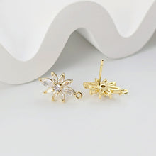 تحميل الصورة إلى عارض المعرض، أقراط على شكل زهرة من الزركونيا المكعبة، مطلية بالذهب مع حلقة، مضادة للحساسية، أدوات يدوية الصنع، لوازم صنع الأقراط بنفسك D0261