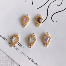 Cargar imagen en el visor de la galería, 4 piezas de dijes de conector de flor con bucles, conector bohemio, colgante de pavé cúbico, fabricación de pulseras y collares, accesorio de joyería chapado en oro MY033-F037