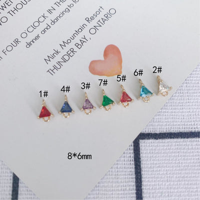 10pcs- Crystal Triangle Tiny Teardrop Charms, 14K Gold Plated Teardrop Pendant, Jewelry Findings MY070-F052