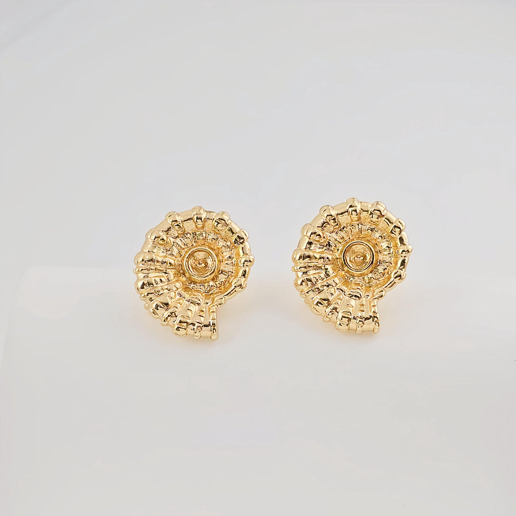Gold Seashells Earring Post With Loop, S925 Silver Ear Pin Nickel Free Earrings, Hypoallergenic Earring Findings ZX305