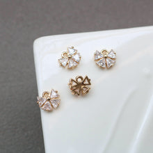 Load image into Gallery viewer, CZ  Fanshaped Charm, Cubic Zircon Crystal Crown Pendant, CZ Earring Charms, Gold Plated Brass Earring Charms, Jewelry Findings HL015-F199