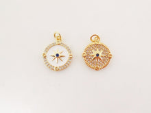 Load image into Gallery viewer, Enamel North Star Charms, Coin Cubic Pave Star Pendant, 18K Gold Plated, 13mm, Necklace Making Star Charms, Jewelry Findings S20236