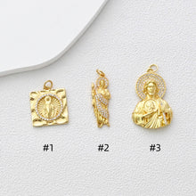 Load image into Gallery viewer, Jesus Pendant, God of Heaven Pendan, 18K Gold Plated, CZ Pave Religions Pendant, Necklace Making Charm, Jewelry Findings S1358