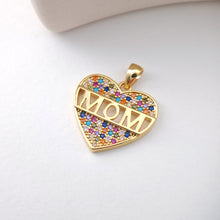 Load image into Gallery viewer, Gold LOVE Mama Pendant, Mom Pave Charm, 18K Gold Plated Brass, Necklace Making Charm, Jewelry Findings S1129