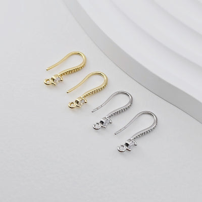 10pcs- 18K Gold Plated Ear Wires, Cubic Pave Earring Hooks, Nickel Free, Fish Hooks, Ear Wires for Jewelry Making D0270