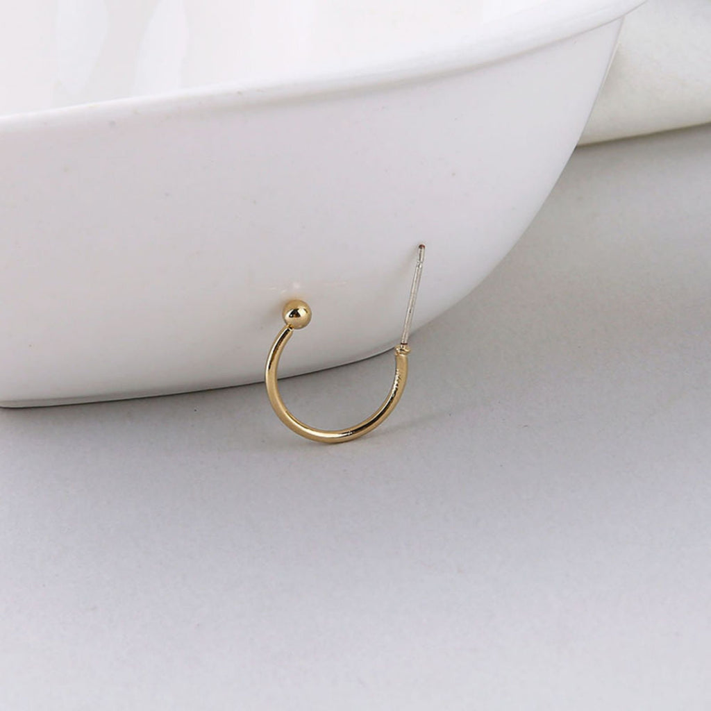 10pcs 14K Gold Plated C Shape Hoop Earring, 15mm, 20mm, 25mm, 35mm, S925 Silver Ear Pin, Huggie Hoops Earring BY003-ZX7004