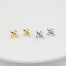 Load image into Gallery viewer, Cubic Zirconia Chili Post Earrings, Gold Plated Earring Post with Loop, Hypoallergenic, Handmade Earring Finding,DIY Earring Supplies D0425