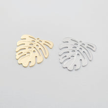 Load image into Gallery viewer, Gold Monstera Leaf  Charms, Metal Blank, 14K Gold/Silver Plated, Monstera deliciosa Pendant, Bracelet Making Pendant D0017