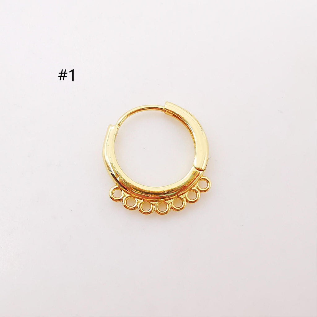 10PCS Leverback Earring Parts with loops, 18K Gold Plated Huggie Hoops Earring Parts, Ear Hoops, earring findings for Jewelry Making S364