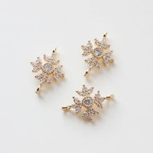 Load image into Gallery viewer, 2pcs Flower Connector Charm with loops,  Clear/Rainbow Cubic Zirconia Pave Pendant for Bracelet Necklace Earring, Jewelry Finding BB052-F270