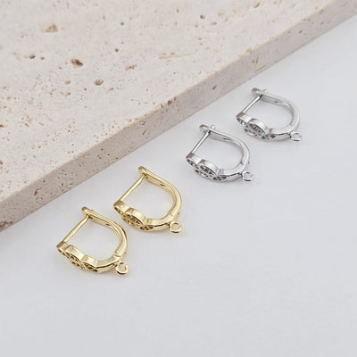 2pcs 18K Gold Plated U Shape Hoop Earring, Huggie Hoops Earring Parts, U shape Hoop earring for Jewelry Making D0251