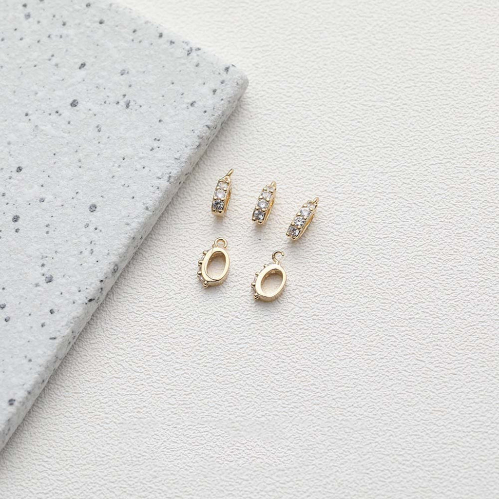 14K Gold Plated Pendant Top, CZ Pave Teardrop Connector, Cubic Zirconia Pendant Snap on Bails, Clasp Link, Jewelry Making GZ326