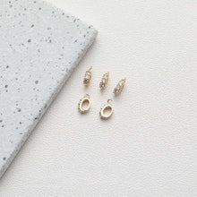 Load image into Gallery viewer, 14K Gold Plated Pendant Top, CZ Pave Teardrop Connector, Cubic Zirconia Pendant Snap on Bails, Clasp Link, Jewelry Making GZ326