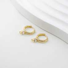 Load image into Gallery viewer, CZ Pave Earring Hoop, Gold Plated Huggie Hoop Earring with Loop, Huggie Hoops DIY Earring  Findings,Handmade Earring Supplies D0085