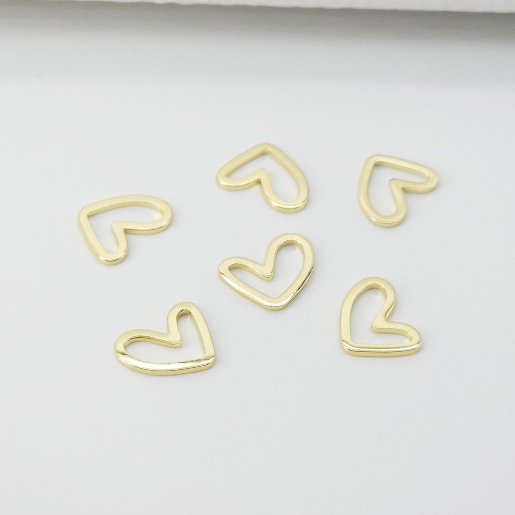 Heart Charm, 14K Gold Plated Brass, Clay Earring Making Findings, Handmade earring making Supplies Finding D0020