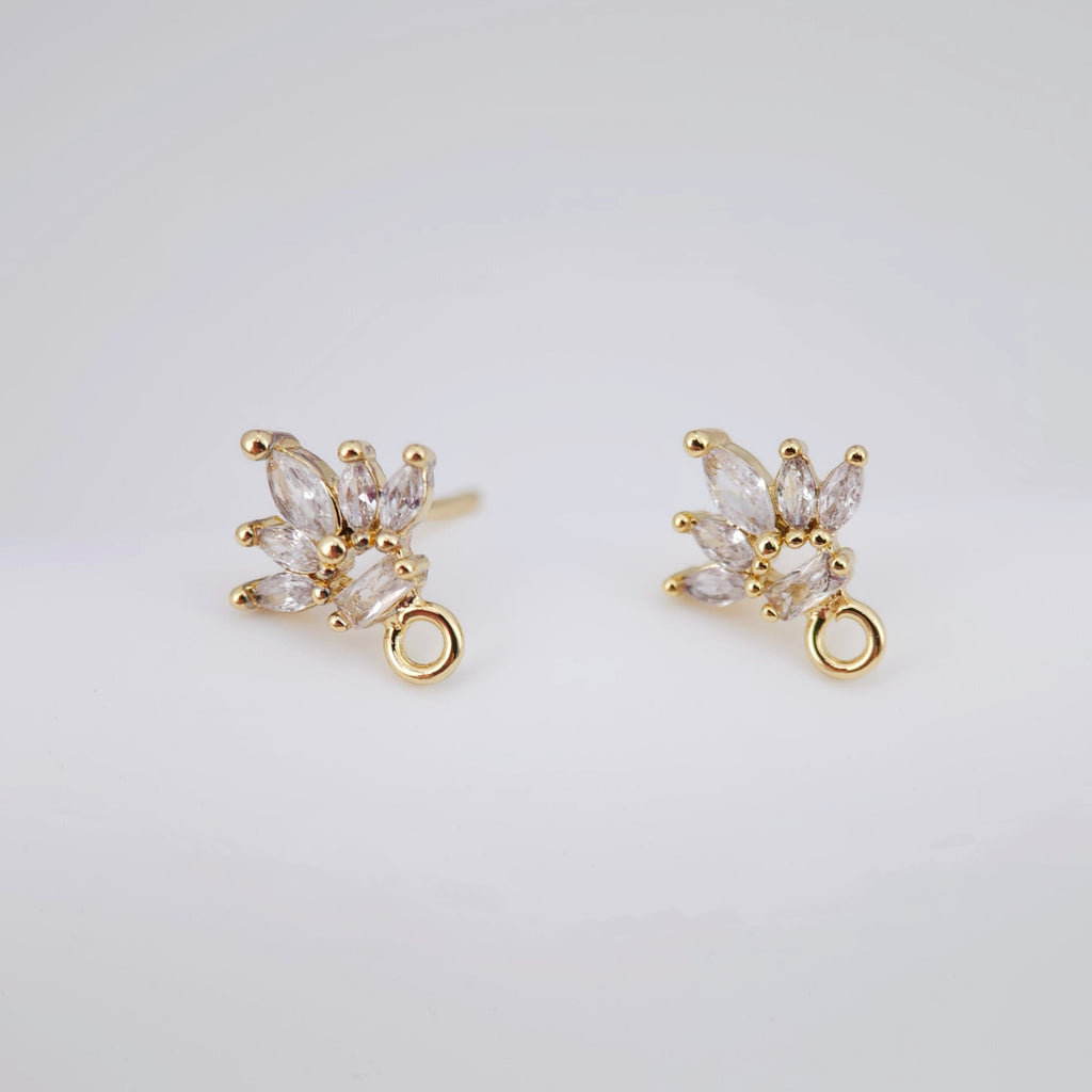 أقراط على شكل ورقة من الزركونيا المكعبة، مطلية بالذهب مع حلقة، مضادة للحساسية، أدوات يدوية الصنع، لوازم صنع الأقراط بنفسك D0025