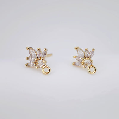 أقراط على شكل ورقة من الزركونيا المكعبة، مطلية بالذهب مع حلقة، مضادة للحساسية، أدوات يدوية الصنع، لوازم صنع الأقراط بنفسك D0025