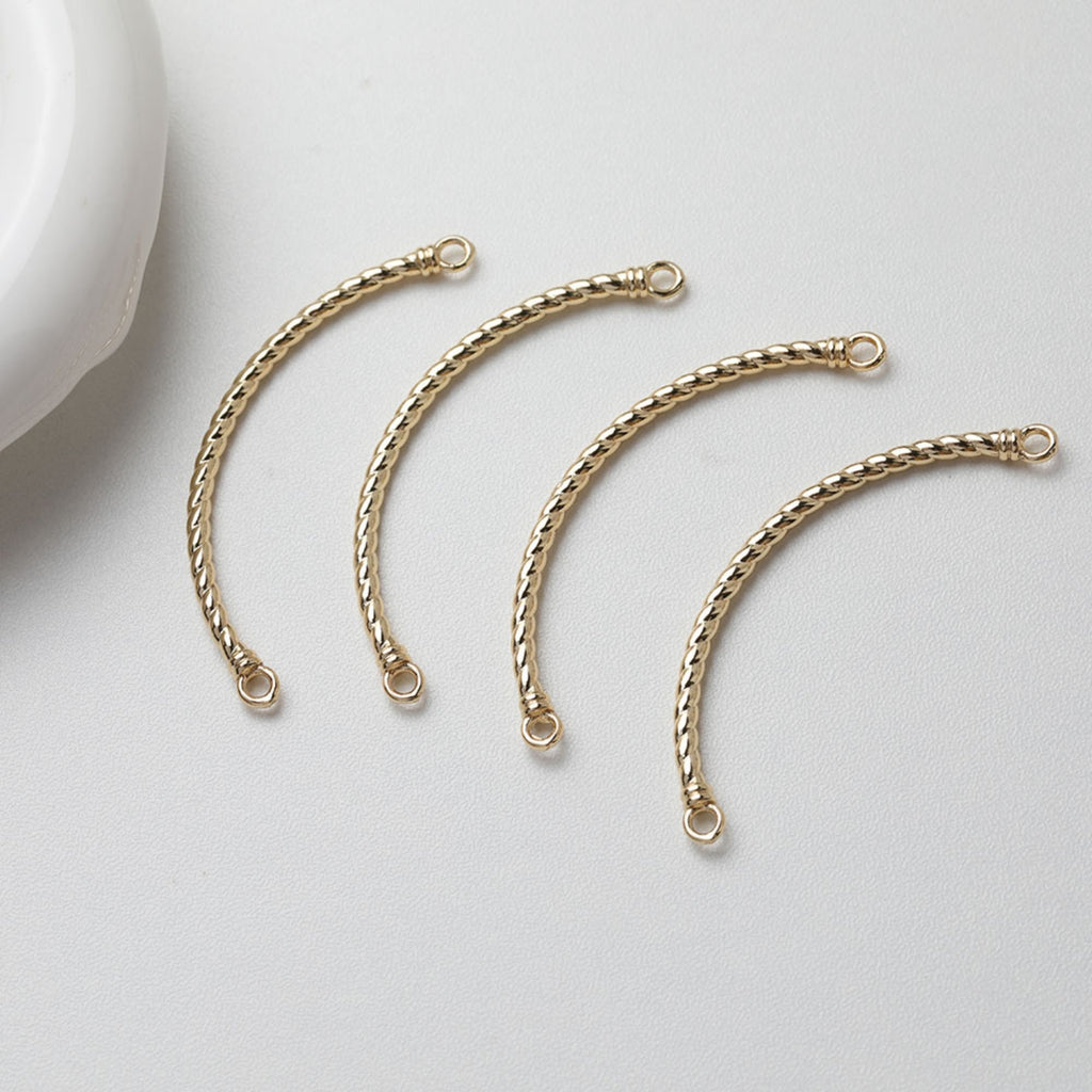 Twist Curved Connector with loops, 14K Gold/Silver Plated Bracelet Making Findings, Bracelet Jewelry Findings GE107