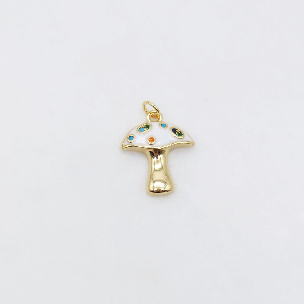 Enamel Mushroom Charm, Poisonous Mushroom, 18K Gold Plated Pendant, Necklace Making Charm, Jewelry Findings S20491