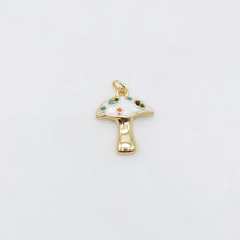 Load image into Gallery viewer, Enamel Mushroom Charm, Poisonous Mushroom, 18K Gold Plated Pendant, Necklace Making Charm, Jewelry Findings S20491