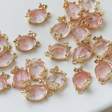 Load image into Gallery viewer, Irregular Shape Crystal Charm, Glass Connector, Glass Pendant, 18K Gold Plated, Jewelry Findings GZ730