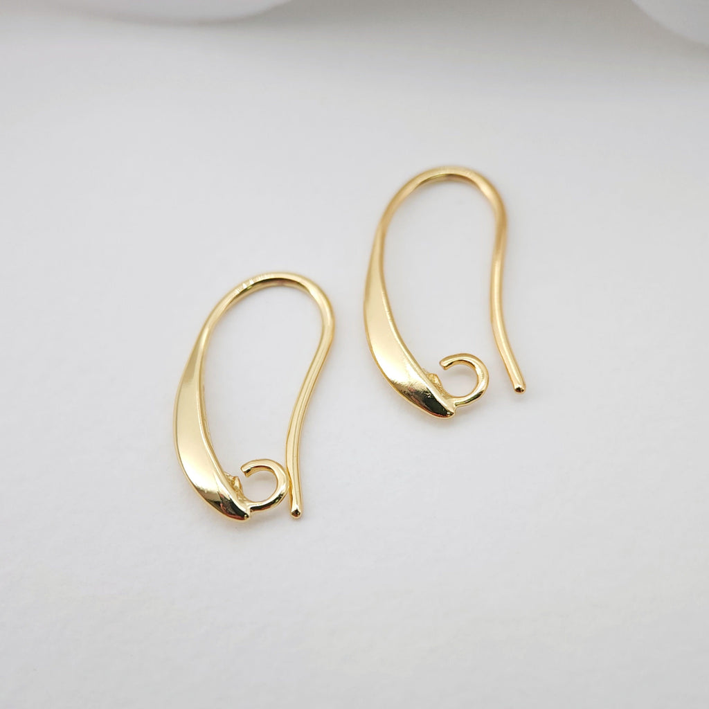 20PCS- 10x19mm 18K Gold Plated Ear Wires, Gold Earring Earring Hooks, Fish Hooks, Ear Wires for Jewelry Making S834