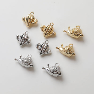 Cactus Pendant, Snail Pendant, 14K Gold Cactus Pendant,  Necklace Charms GZ749