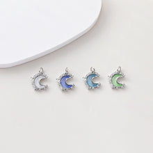 Load image into Gallery viewer, Tiny Moon Charms, Crystal Moon Pendant, CZ Pave Charm, 18K Gold Plated Moon Pendant, For Necklace And Earring Making, Jewelry Findings S1391