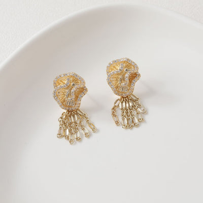 14K Gold Plated Irregular Ruffles Floral Earring Post, Silver, Earring Parts, S925 Silver Pin, Hoop earring for Jewelry Making BB117