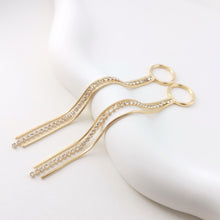 Load image into Gallery viewer, 10pcs Gold Chain Tassel Pendant, Rhinestone Chain Charm, Cubic Zirconia, 18K Gold Plated Earring Chain Pendant, Earring Findings ZX085