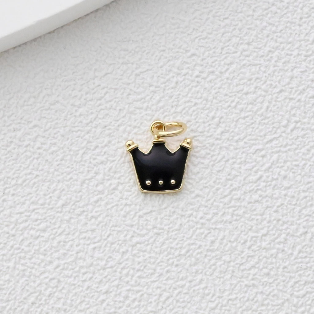 Colgante de corona, dijes de corona esmaltados, dijes de tiara real, dijes chapados en oro de 18 quilates, fabricación de pulseras y collares, accesorios de joyería S1368