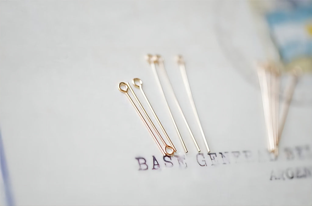 14K Gold Filled Eye Pins- 10PCS 23/2527 Gauge Eye Head Pins, O Pins, Gold Filled Jewelry Making Supply B032