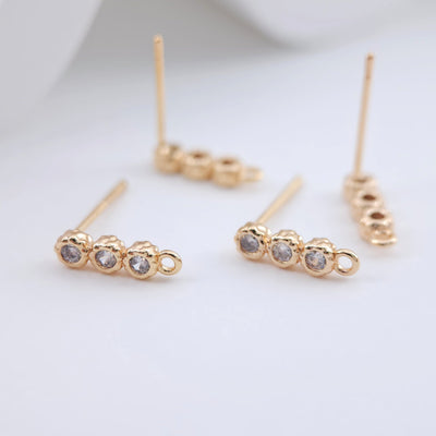 Triple Circle Earrings, 18K Earring Post Pave CZ, Real Gold Plated, S925 Silver Pin Nickel Free Earrings, Hypoallergenic Earring ZX235
