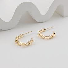 Load image into Gallery viewer, C Shape Twisted Earrings Post, 14K Gold/Silver Plated, Nickel Free, Ear Stud Hypoallergenic Earring Findings ZX311