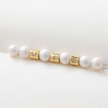 Load image into Gallery viewer, 10PCS 6mm Moon Star Tube Spacer Beads, Micro Pave Symbols Large Hole Cubic Beads, 18K Gold Plated, Bracelet Making Jewelry Finding S240